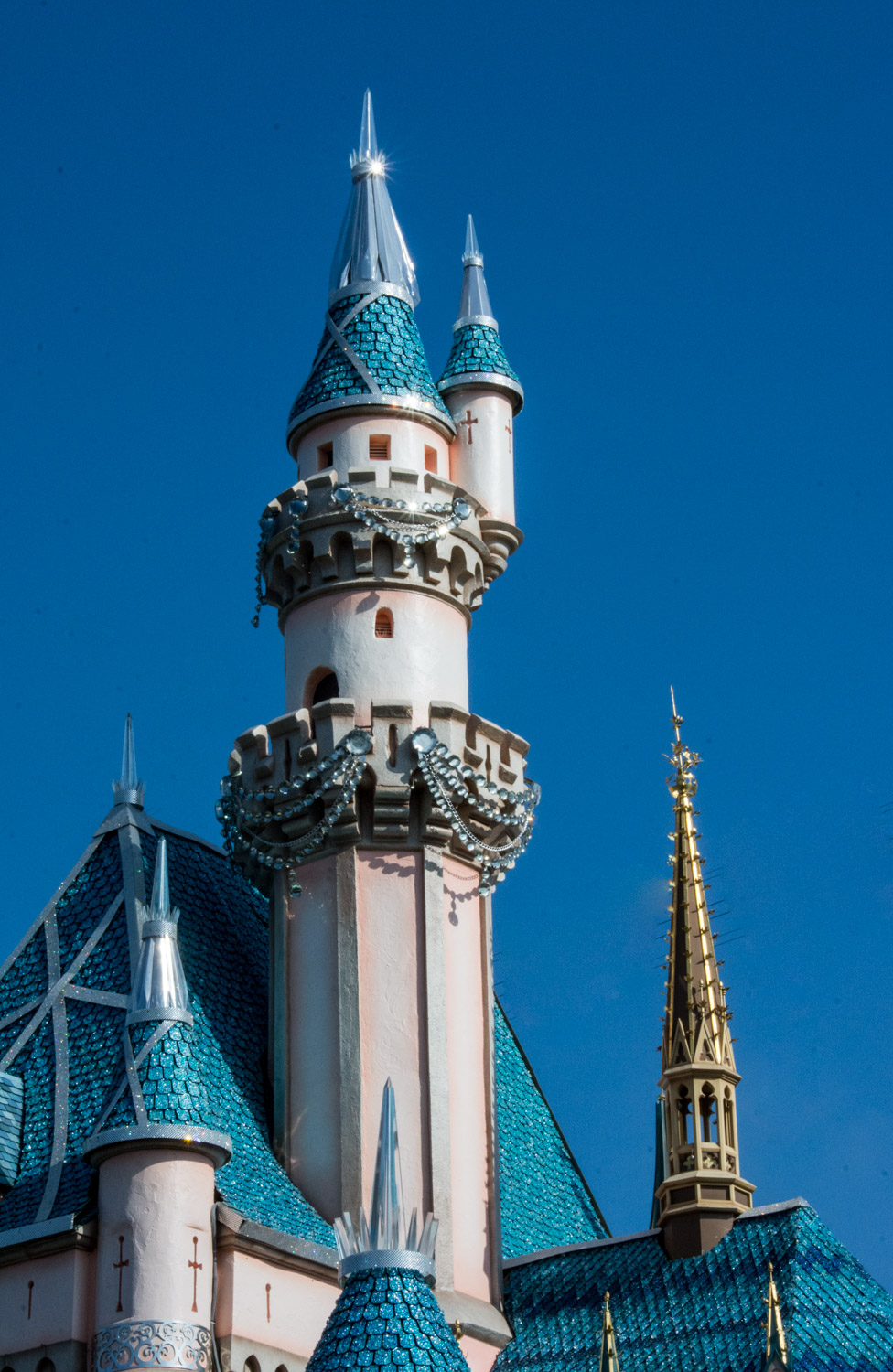 Cinderella's Castle decorated for the diamond jubilee