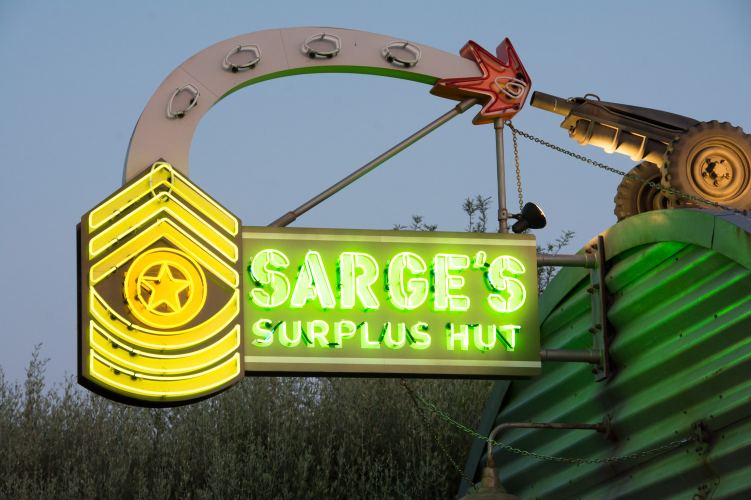 Sarge's Surplus Hut sign